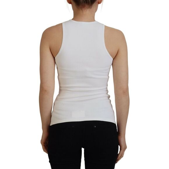 Dsquared² White Viscose Sleeveless Round Neck Tank Women's T-shirt (Pre-Owned) - Picture 3 of 5